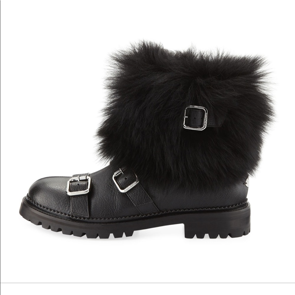 Jimmy Choo Hank Moto Boots with Fur - Picture 3 of 8